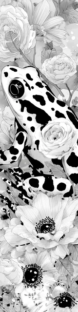 Free printable frog bookmark to color featuring a natural frog sitting in flowers